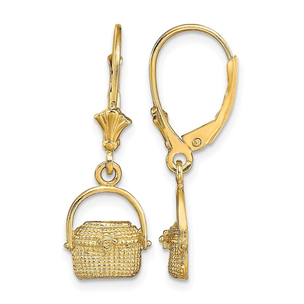 Kazi Luxury 14k Yellow Gold Nantucket Basket Leverback Earrings